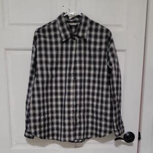 Unisex Women / Men's Unique Checkered Oversized Bottom Up Shirt Top Ling Sleeves